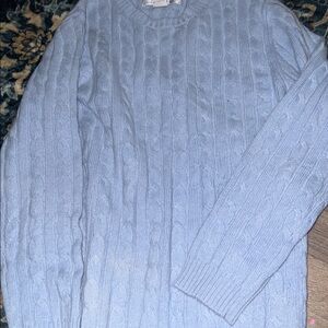Sutton Studio Light Blue Ribbed Knit Cashmere M Sweater
